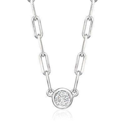 Pure Collection by Ross-Simons 0.10 Carat Bezel-Set Diamond Paper Clip Link Necklace in Sterling Silver Size 18