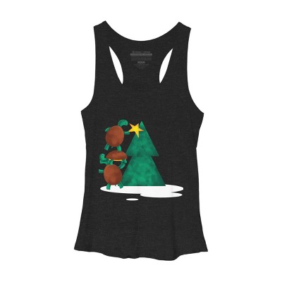 Women's Design By Humans Christmas Tree Turtle By moredesignsplease Racerback Tank Top