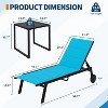 coucheta 2 Patio Textile Chaise Lounge Chairs with Side Table, Outdoor Chaise Lounge Set, 5-Level Backrest Pool Loungers on Wheel, Sunbathing Chair - 2 of 4
