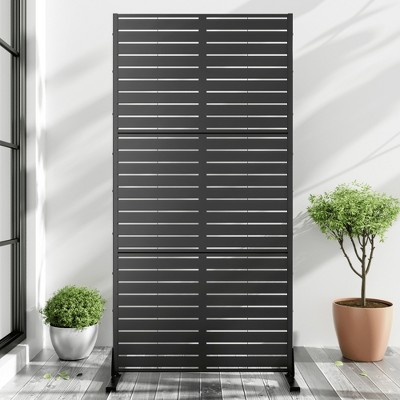Lirago Metal Outdoor Privacy Screen Freestanding Patio Decorative Screens - 72"x35", Black