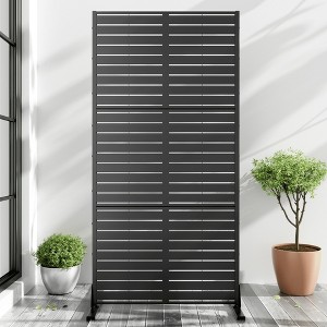 Lirago Metal Outdoor Privacy Screen Freestanding Patio Decorative Screens 72"x35" Black - 1 of 4