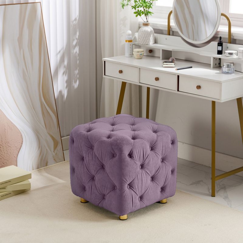 Modern Velvet Upholstered Ottoman - ModernLuxe, 4 of 11