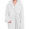 PAVILIA Women Hooded Plush Soft Robe, Fluffy Warm Fleece Faux Shearling Shaggy Bathrobe - 3 of 4