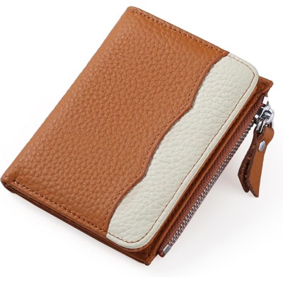 BEAFUP Small Women’s Leather Wallet Bifold Slim RFID Blocking Credit Card Holder with Zipper Coin Pocket–for Everyday Carry,Travel