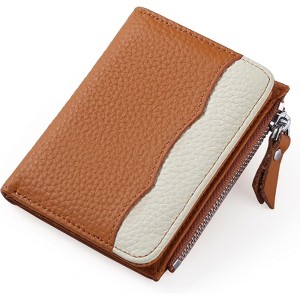 FATMOON Small Women’s Leather Wallet Bifold Slim RFID Blocking Credit Card Holder with Zipper Coin Pocket–for Everyday Carry,Travel - 1 of 4