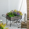 NAYSAYE Planter Rustic Black Trolley Cart Plant Stand for Indoor Outdoor Garden, Brown and Black, 24.4"*12.6"*15.4" - 2 of 4