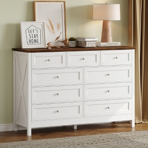 Merax Rustic 9-Drawer Wood Storage Dresser with Classic X-Side Design - 1 of 4