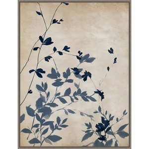 22" x 30" Indigo Leaves II by Isabelle Z Framed Canvas Wall Art Gray Wash - Amanti Art - 1 of 4