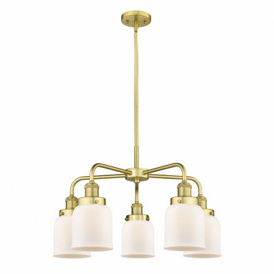 Bell - 5 Light Stem Hung Chandelier In Art Deco Style-14.75 Inches Tall and 23 Inches Wide