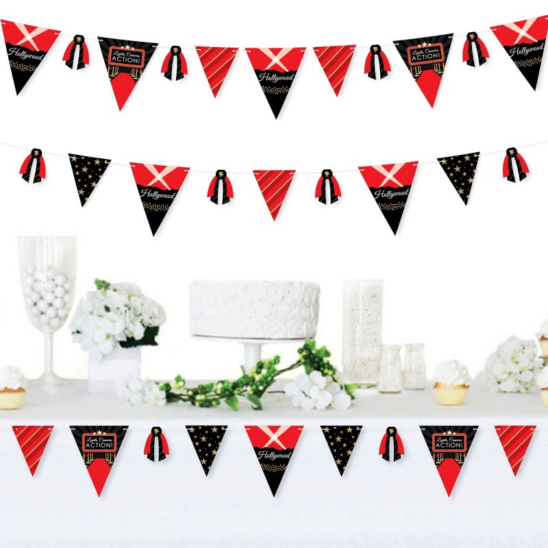 Big Dot of Happiness Red Carpet Hollywood - DIY Movie Night Party Pennant Garland Decoration - Triangle Banner - 30 Pieces, 2 of 9