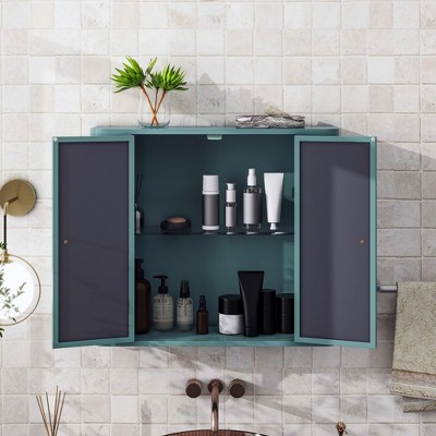 NicBex Wall Cabinet with Mirror Doors,Over the Toilet Storage Cabinet,Wall Mounted Bathroom Cabinet with Open Shelves,Storage Cabinet for Vanity