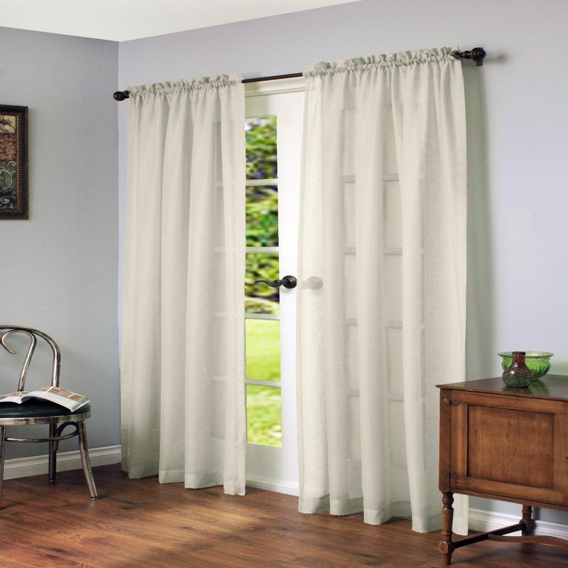 Habitat Cote d'Azure Sheer Rod Pocket Windows or Outdoor Living Space Traditional Style Insulated Curtain Panel 56" x 95" Ivory, 1 of 5