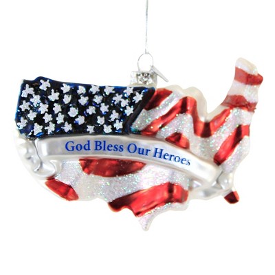 Holiday Ornament 3.0" God Bless Our Heros America Stars & Stripes  -  Tree Ornaments