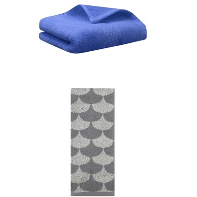 REGALWOVEN Geometric Absorbent Soft Bathroom Cotton Hand Towels 13" x 30"/13" x 29" 2 Packs