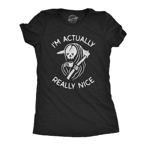 Womens I'm Actually Really Nice T Shirt Funny Coffee Death Halloween Scary Graphic Tee - Crazy Dog Women's T Shirt - 1 of 4