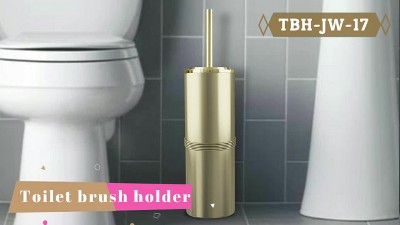 Slim Hammered Stainless Steel Toilet Brush Holder with Long Handle