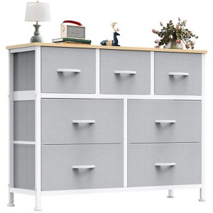 MAYEERTY Tall Dresser Fabric Storage Tower Wooden Top for Kid Room Closet Entryway Nursery - 1 of 4