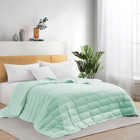 Puredown Ultra lightweight White Down Blanket soft Bed Cover For All Season Dusty Aqua Tencel 90x108 Inches Target