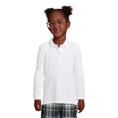 Lands' End School Uniform Kids Long Sleeve Feminine Fit Mesh Polo Shirt