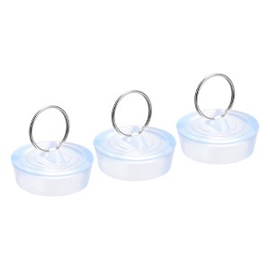 Unique Bargains Rubber Clear Hanging Ring Bathtub Kitchen Drain Stopper 3 Pcs - 1 of 4