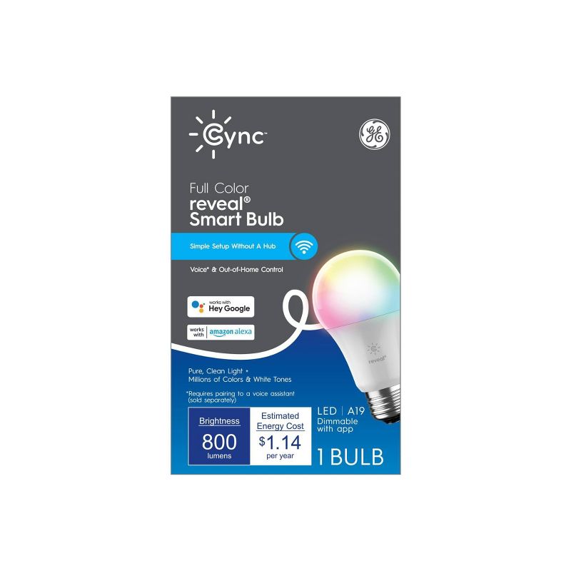 GE CYNC Reveal Smart Light Bulbs, Full Color, Bluetooth and Wi-Fi Enabled, 1 of 8