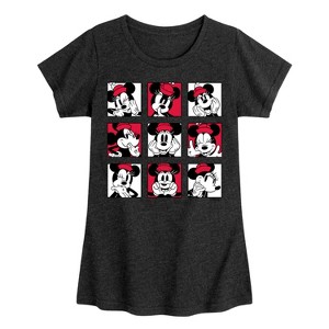 Girls' - Disney - Minnie Mouse Face Grid Fitted Short Sleeve Graphic T-Shirt - 1 of 4