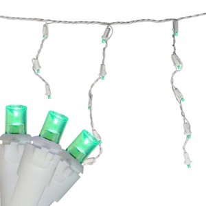 Northlight 100 Count Green LED Wide Angle Icicle Christmas Lights, 5.5ft White Wire - 1 of 3