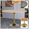 LeisureMod Verve Mid-Century Modern 48" Round Dining Table with MDF Top and Brushed Gold Pedestal Base for Dining Room and Kitchen - 3 of 4