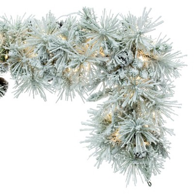 Flocked Pine Cone Pre-Lit Outdoor Garland - 23"x18"x13"