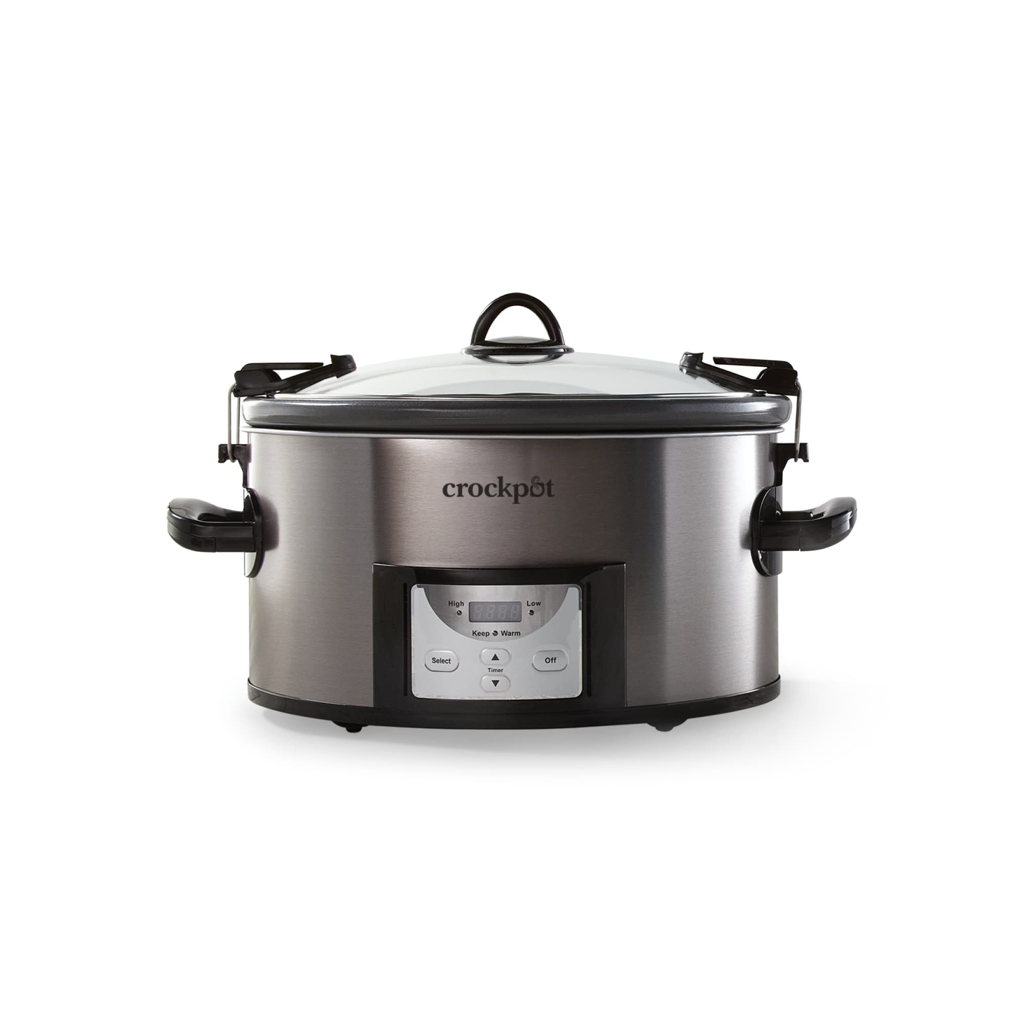 Crock-Pot 7qt Cook & Carry Programmable Easy-Clean Slow Cooker Stainless Steel: 3 Settings, Dishwasher-Safe Parts