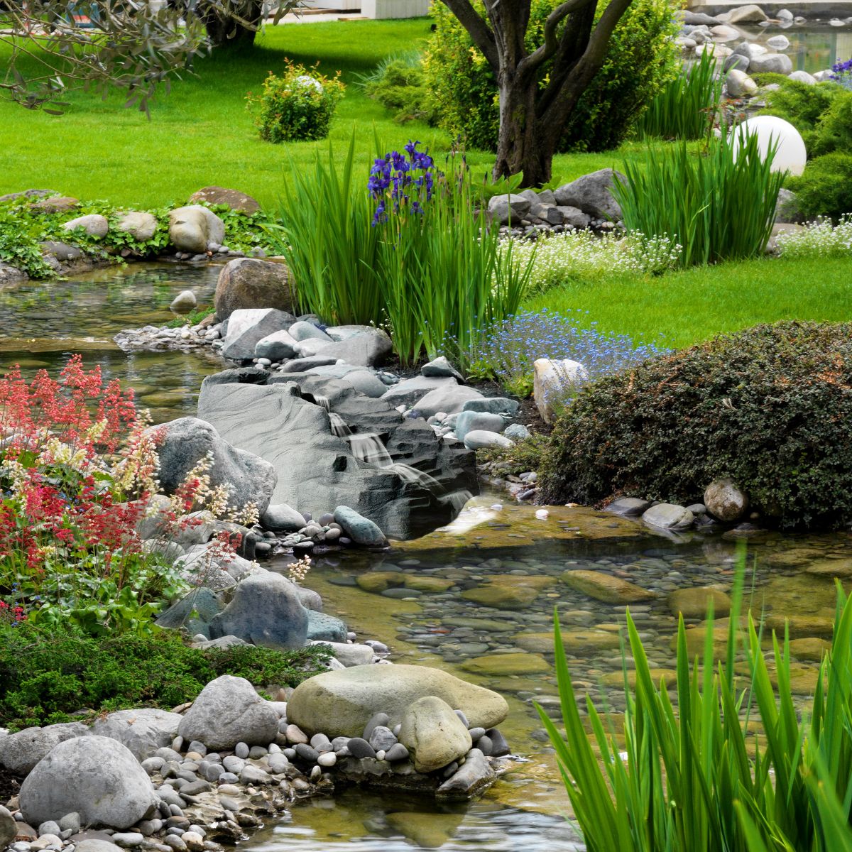 Algreen Outdoor Rock Waterfall, Tranquility Water Fountain for Pond & Backyard - thumbnail 9
