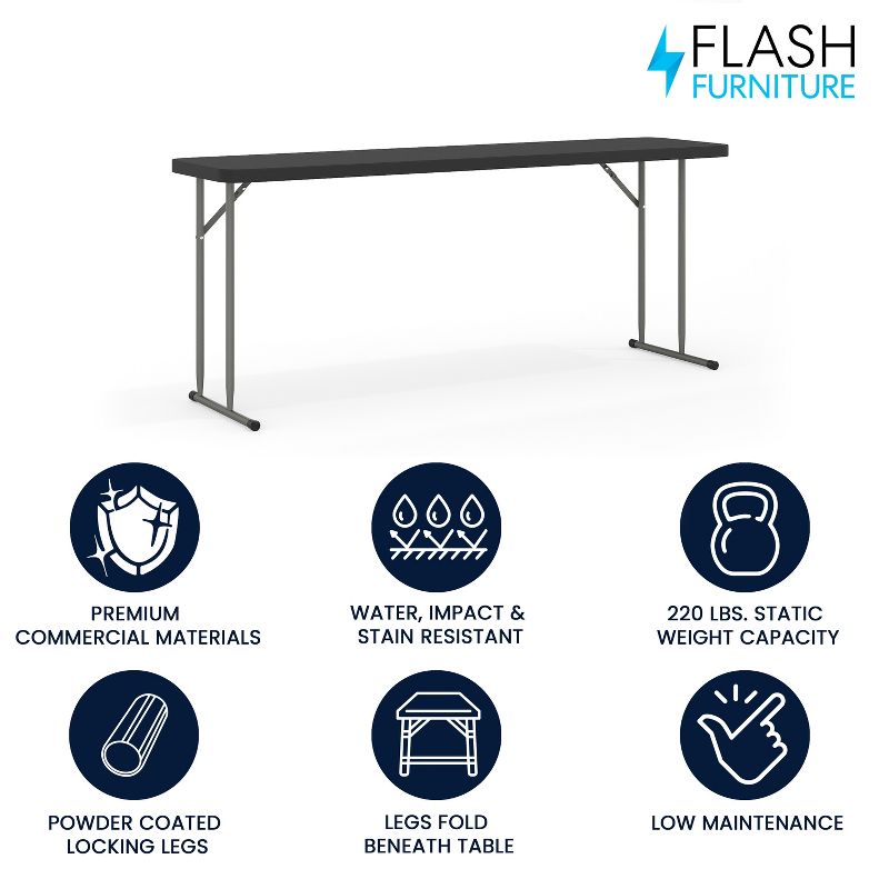 Flash Furniture 6-Foot Plastic Folding Training Table, 3 of 19