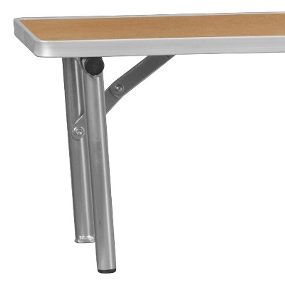 Elegant Birchwood and Silver Metal Bar Top Riser, 72'' x 12''