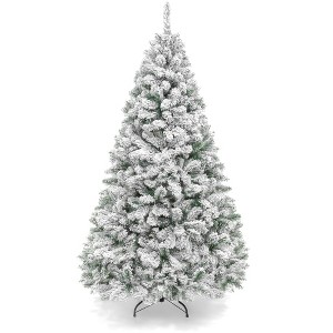 Best Choice Products Snow Flocked Christmas Tree, Premium Holiday Pine Branches, Foldable Metal Base - 1 of 4