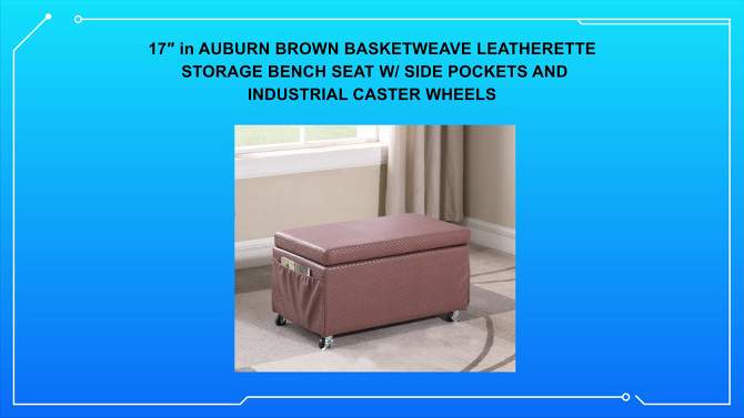 Ore International Storage Bench with Caster Wheels/Side Pockets Brown, 2 of 7, play video