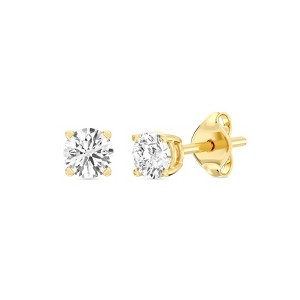 Gilded Lab-Grown Diamond 10KT White Gold & Yellow Gold Stud Earrings for Women, Round Cut, 1/5, 1/4, 1/3, 3/8, 1/2, 3/4, 1 Carat Total Weight - 1 of 4