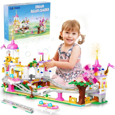 CUBIMANA Friend Roller Coaster Building Kit, 719 Pieces Girls City Amusement Park Roller Coaster Toy for Kids Aged 6+