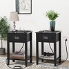 VECELO Nightstand Set of 2-with Charging Station, Black End/Side Table with USB Ports, Nightstands with 3-Drawers Storage Shelf - 2 of 4