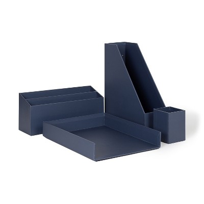 U Brands Paperboard Desk Organization Set Solid Navy (3631U00-02)