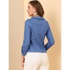 Allegra K Women's Denim Long Sleeve Peter Pan Collar Button-Front Shirt - 3 of 4
