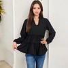 Anna-Kaci Women's Long Sleeve Tiered Babydoll Blouse with V-Neck for Casual Looks - 3 of 4