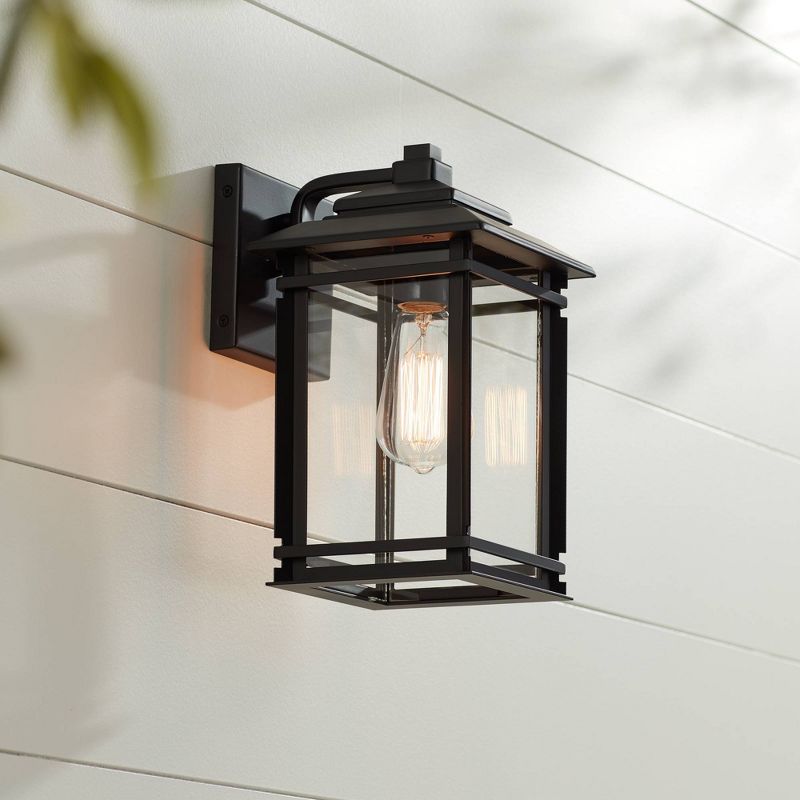 John Timberland North House Mission Outdoor Wall Light Fixture Matte Black Metal 12" Clear Glass Panels for Post Exterior Barn Deck House Porch Yard, 2 of 8