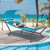 Costway Patio Hanging Chaise Lounge Chair with Canopy, Cushion, Pillow & Storage Bag Blue/Beige/Brown - 3 of 4