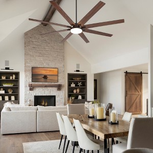 Siljoy 84 Big Ben Ceiling Fan Dual Color Blades LED Light Smart Control Powerful Quiet Cooling Sturdy Industrial Decor High Value - 1 of 4