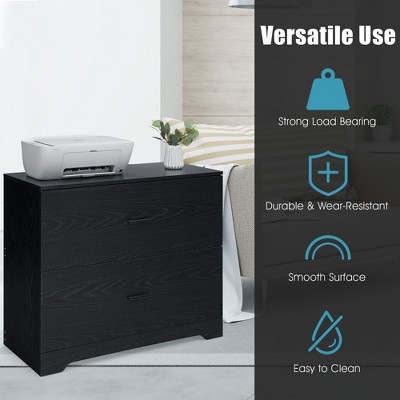 Black Engineered Wood 2-Drawer Lateral Filing Cabinet