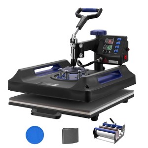 VEVOR Heat Press Machine, 15 x 15 inch, 5 in 1 Heat Transfer Machine with 30 oz Tumbler Press, 360° Swing Away Digital T-Shirt Pressing, Black+Blue - 1 of 4