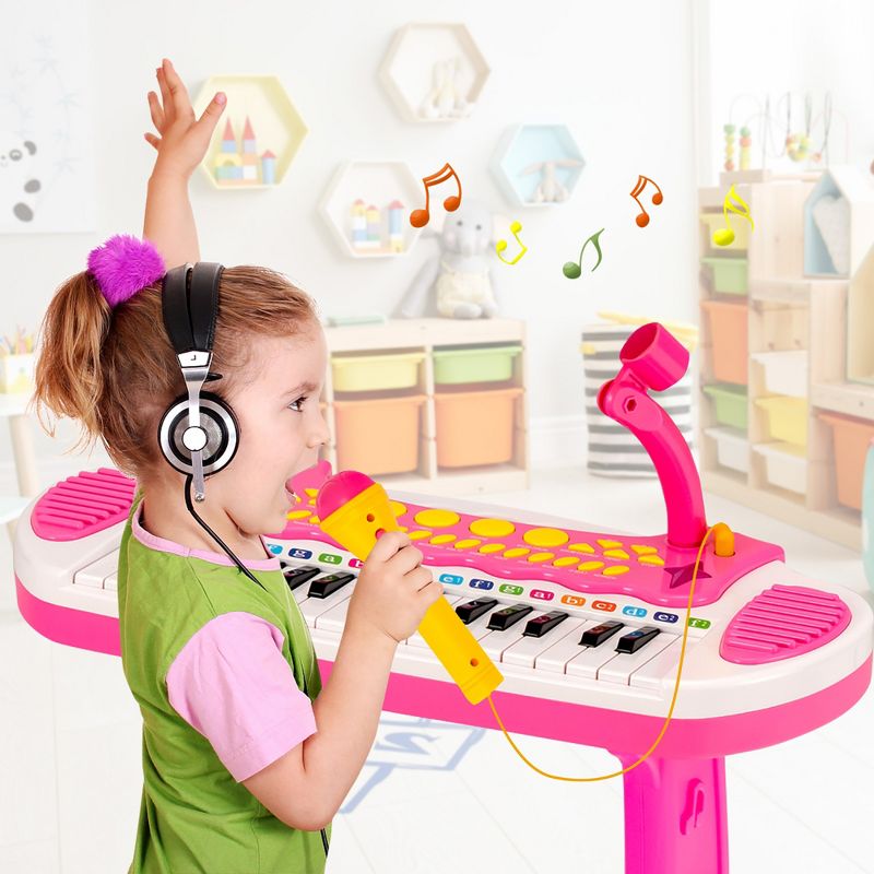 Costway 31 Key Kids Piano Keyboard Toy Toddler Musical Instrument w/ Microphone Pink\Blue, 3 of 13