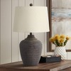 360 Lighting Alese 25 1/2" High Farmhouse Rustic Table Lamp Earthen Brown Wood Finish Hammered Base Single Oatmeal Shade Living Room Bedroom Bedside - image 2 of 4