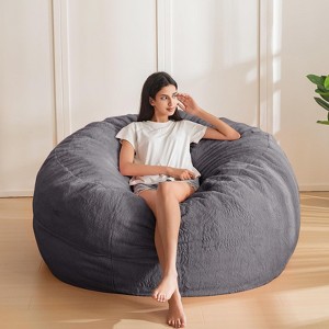 MAXYOYO Gaint Bean Bag Chair for Adults, Lazy Sofa with Foam Filling for Living Room, Washable Cover, Dark Gray - 1 of 4