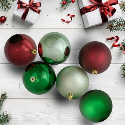 32-Piece Red and Green Shatterproof Christmas Ball Ornament Set
